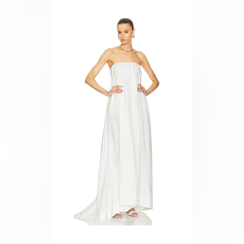 HELSA Crinkle pleated white gown